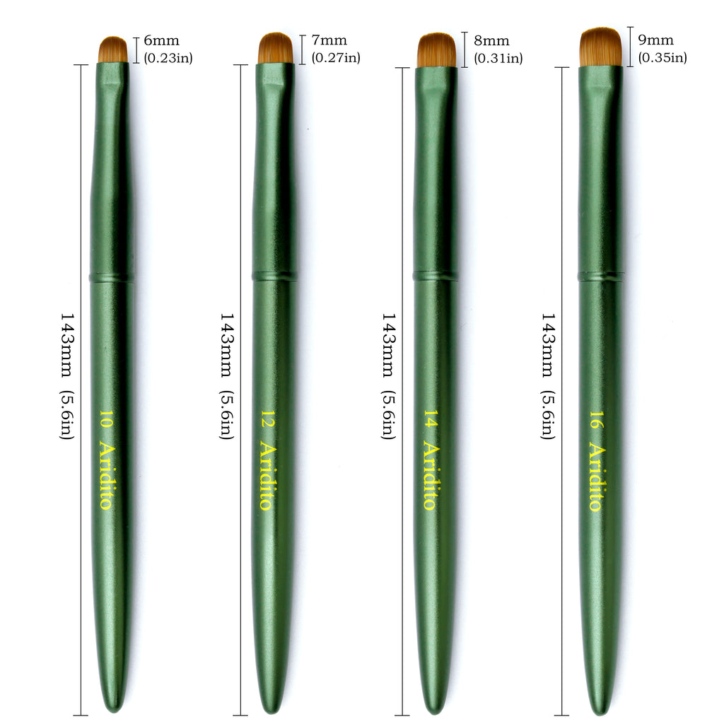 Green Metal French Nail Brush Set (4Pcs)