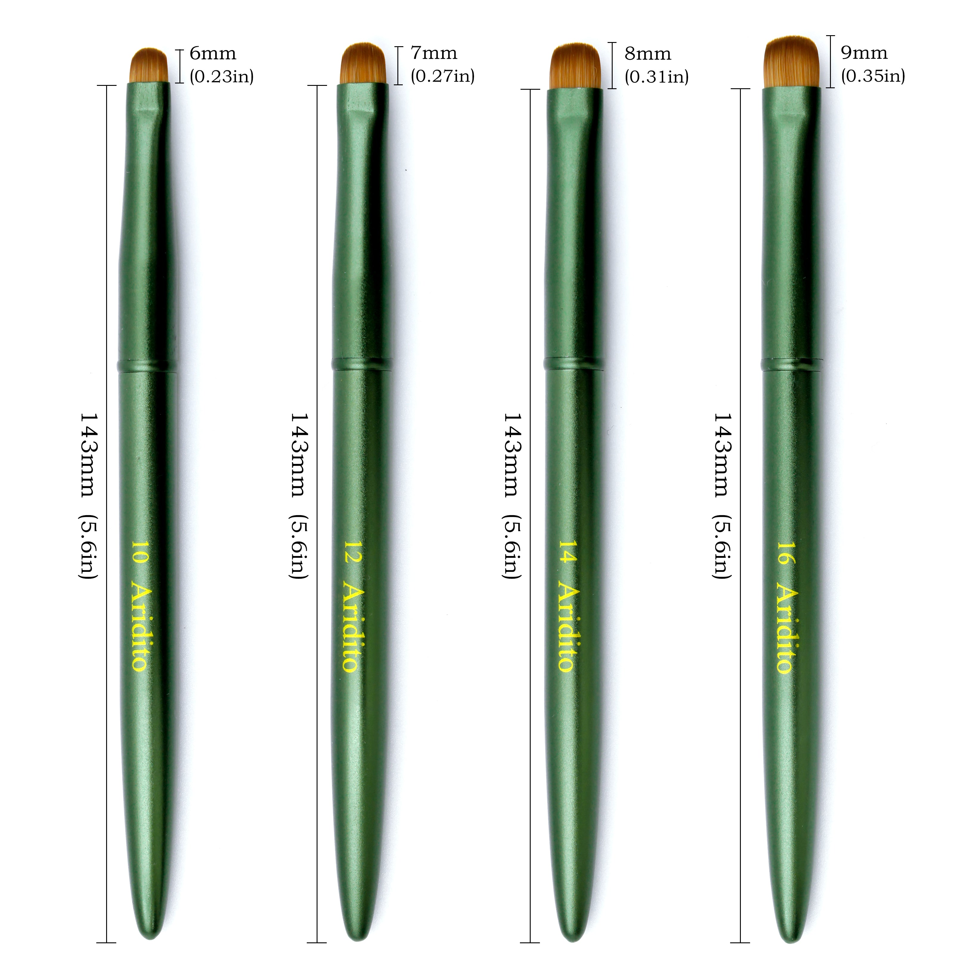 Green Metal French Nail Brush Set (4Pcs)