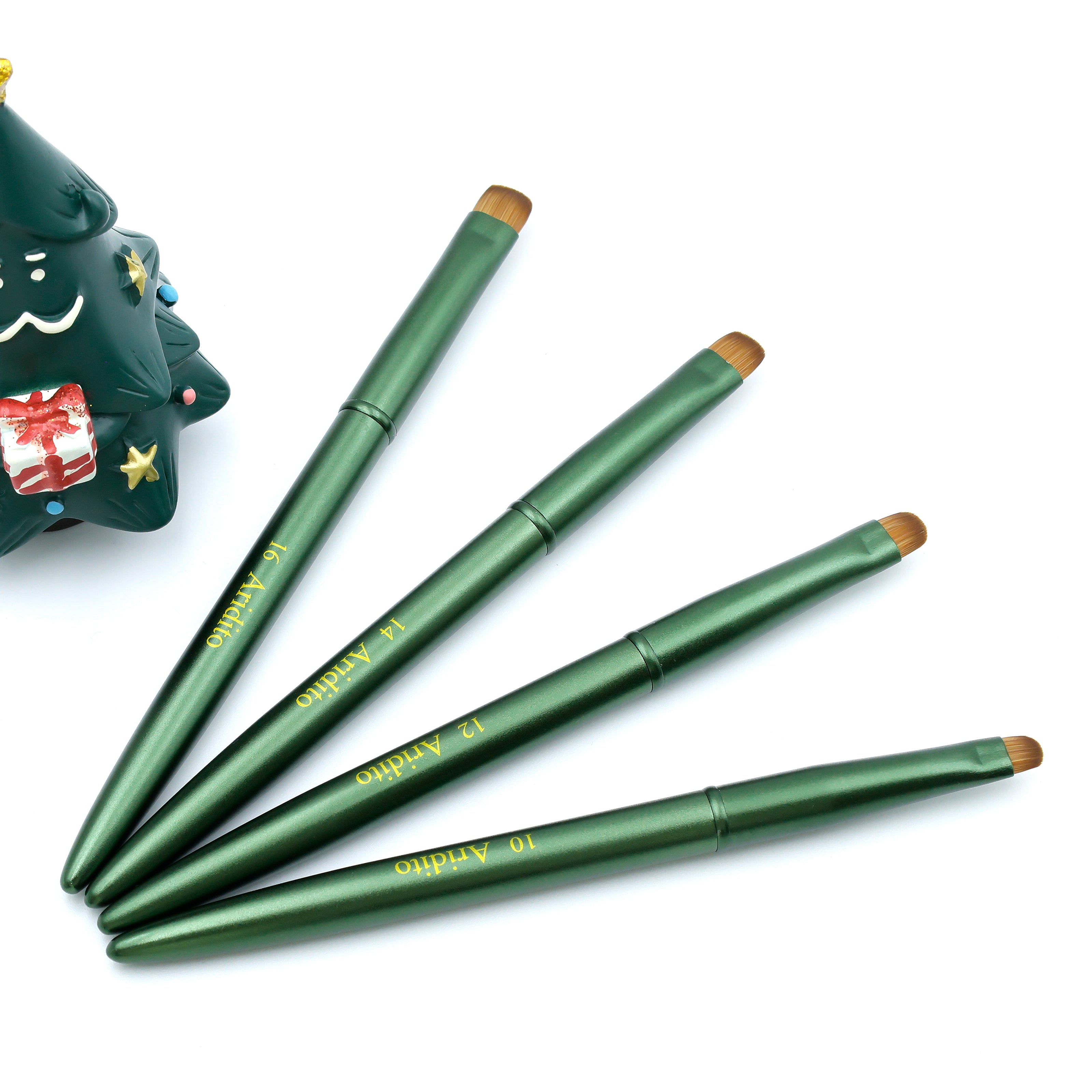 Green Metal French Nail Brush Set (4Pcs)